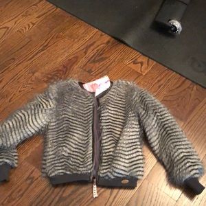 Black and grey fur jacket